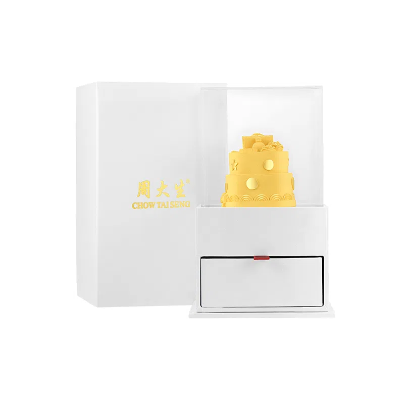 周大生 告白蛋糕精致摆饰 铜镀金 摆件 男女同款情侣款