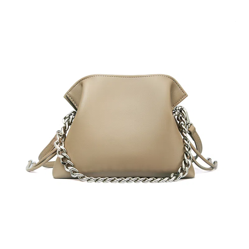 红蜻蜓 高级通勤百搭 二层牛皮 斜挎包 常规 女款 奶杏色/黑色