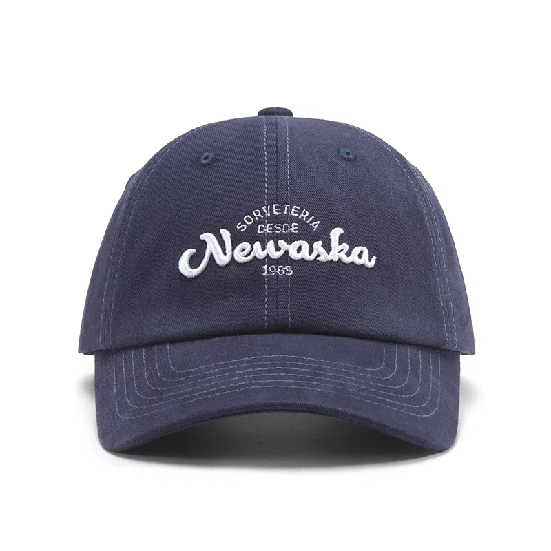 山一丸 磨毛黑色大头围字母立体刺绣棒球帽软顶弯檐防晒 棉 鸭舌帽 男女同款情侣款