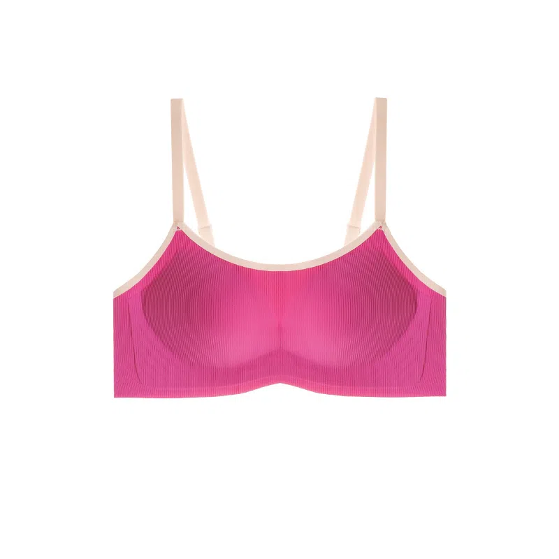 内在密码 撞色多巴胺无痕内衣女粉色固定杯垫收副乳防下垂小胸聚拢显大胸罩套装