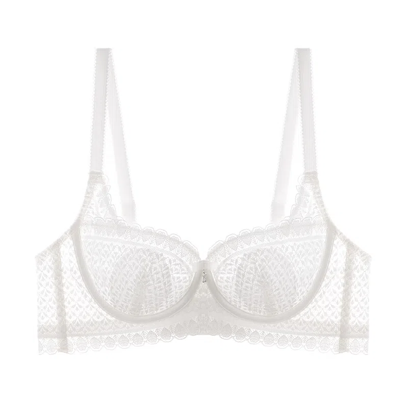 内在密码 性感法式蕾丝薄款二分之一半杯内衣女大胸显小文胸防下垂软钢圈法式显瘦兔耳杯夏