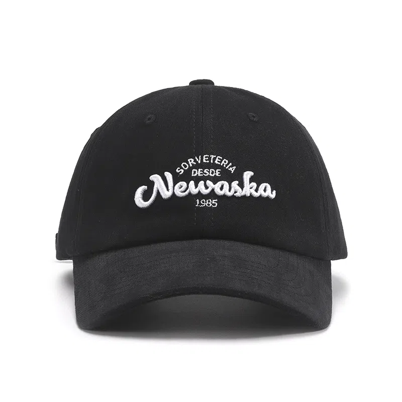 山一丸 磨毛黑色大头围字母立体刺绣棒球帽软顶弯檐防晒 棉 鸭舌帽 男女同款情侣款