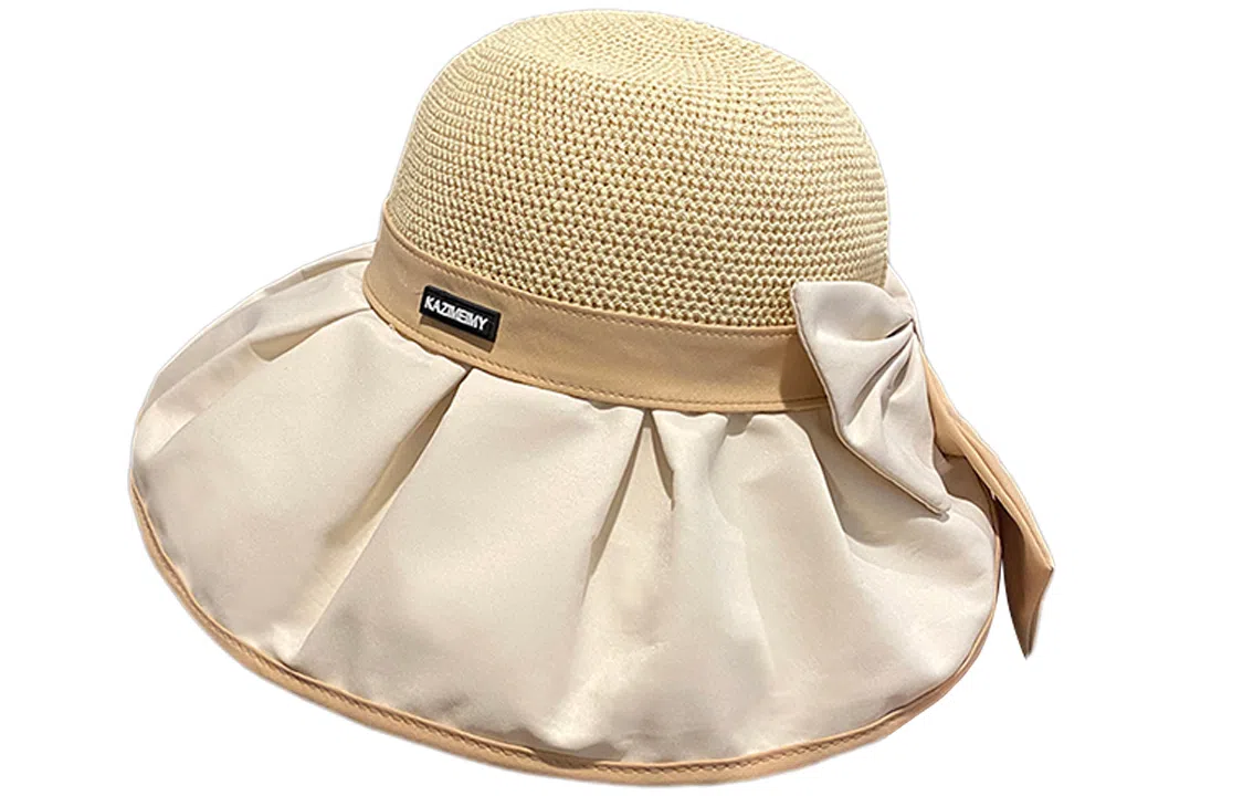 优幽兰 时尚百搭简约大头围显脸小黑胶防紫外线旅行高颜值甜美小清新大帽檐 聚酯纤维 沙滩帽遮阳帽渔夫帽 女款