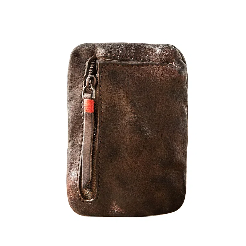 后步 简约复古小巧超薄休闲百搭日常通勤 头层牛皮 零钱包 男女同款情侣款 多色