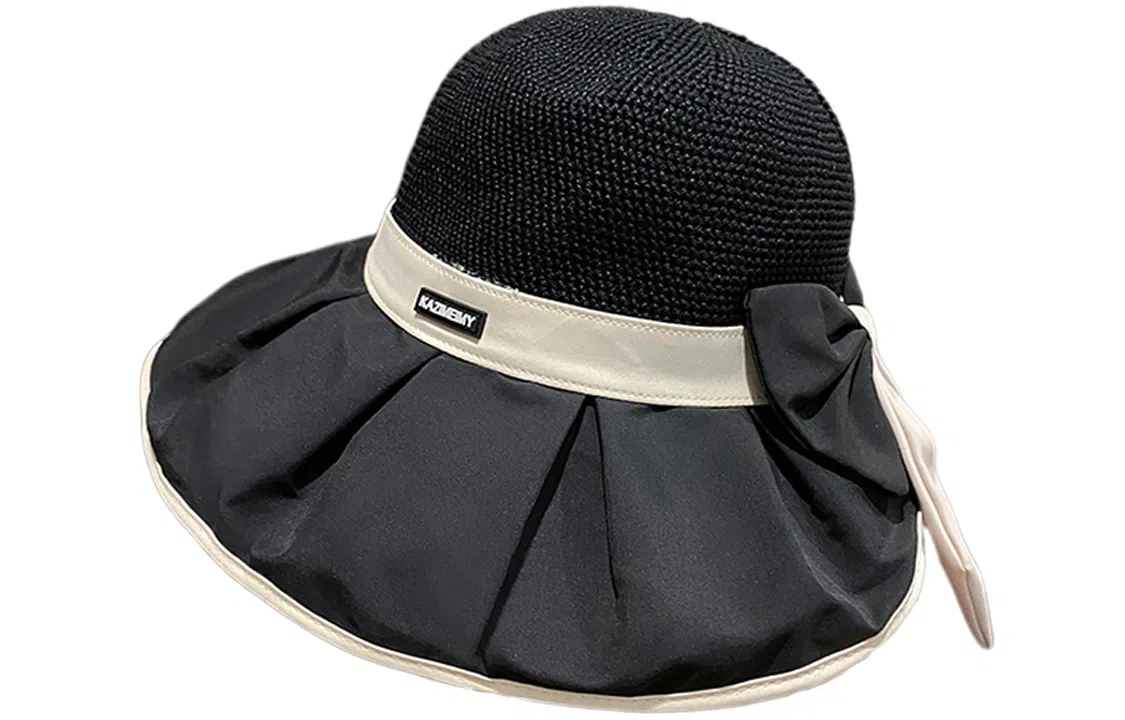 优幽兰 时尚百搭简约大头围显脸小黑胶防紫外线旅行高颜值甜美小清新大帽檐 聚酯纤维 沙滩帽遮阳帽渔夫帽 女款