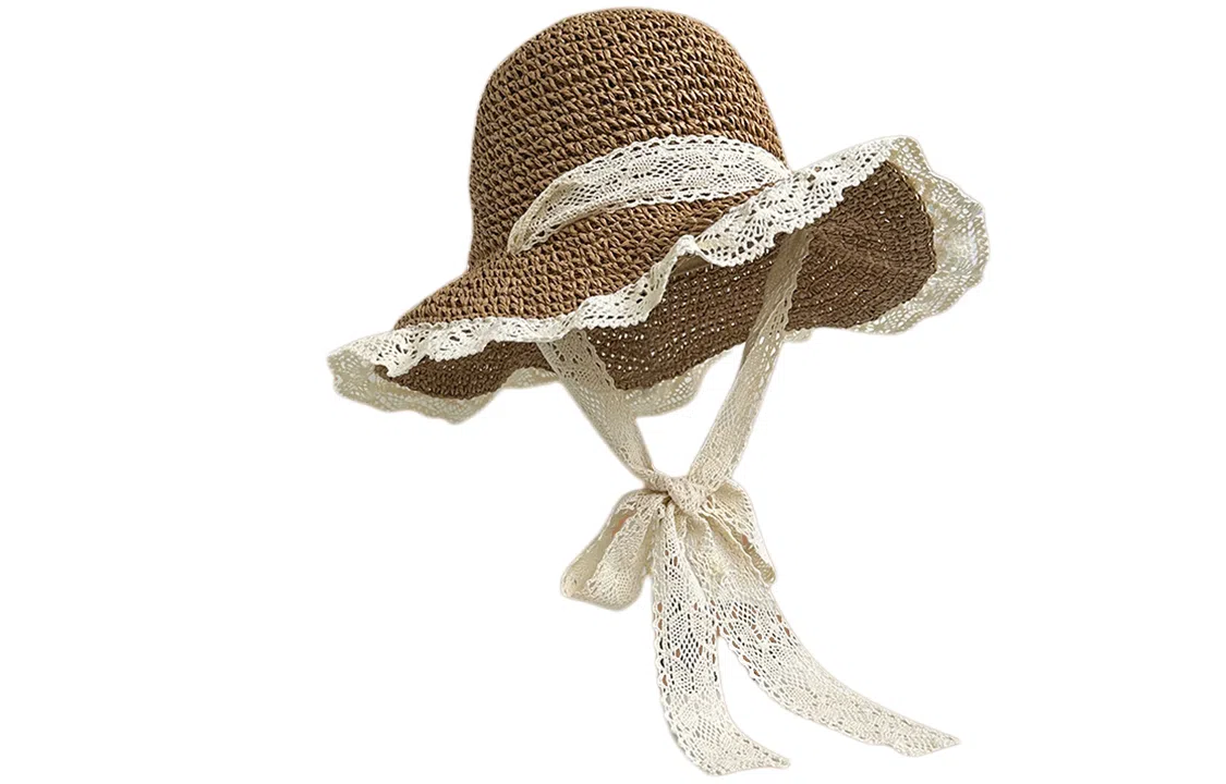 优幽兰 大头围防紫外线显脸小户外旅行小众设计感甜美大帽檐氛围感穿搭 草编 防晒帽 女款