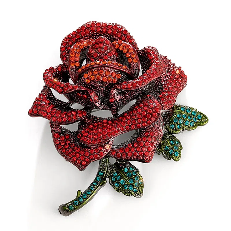 山一丸 红色玫瑰花高档情侣胸花别针 胸针 女款