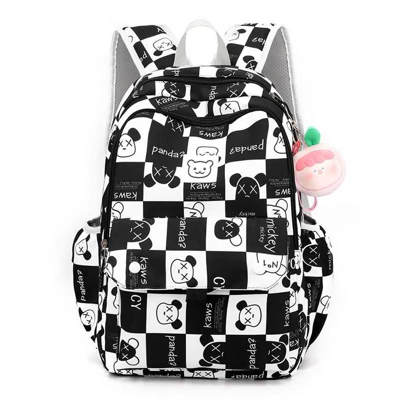 行途 书包初中生卡通印花大容量背包高中生大学生 双肩包 女款 尼龙布 多色