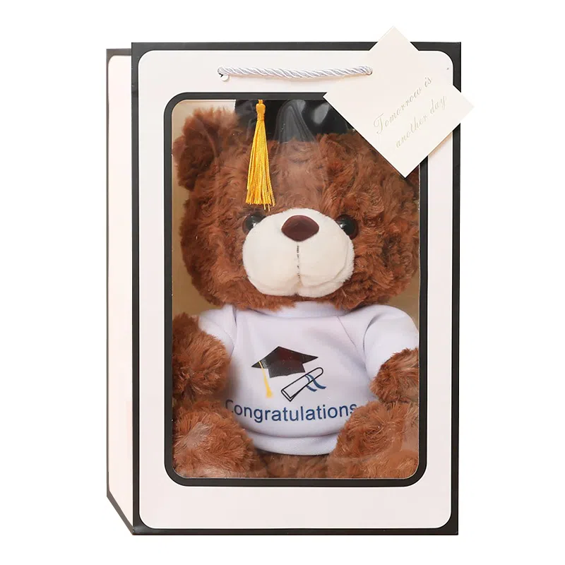 巴巴泥 可爱博士熊毕业熊 玩偶 毛绒公仔