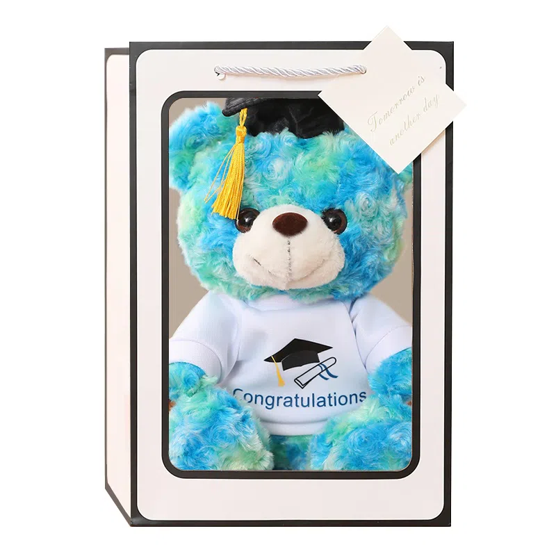 巴巴泥 可爱博士熊毕业熊 玩偶 毛绒公仔