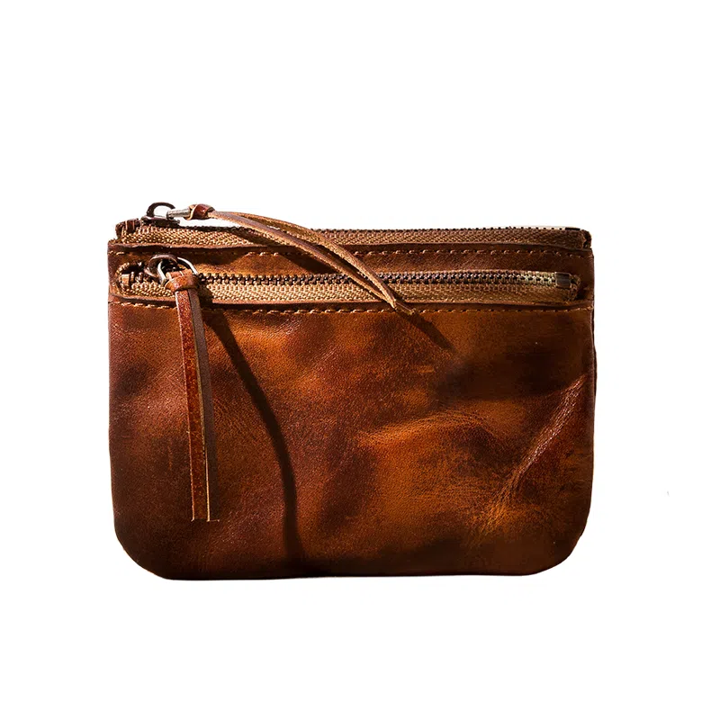 后步 小众不撞款设计复古简约小巧休闲通勤日常 头层植鞣牛皮真皮 零钱卡包 小号 男女同款情侣款 棕色、咖啡、黄色、黑色、墨绿