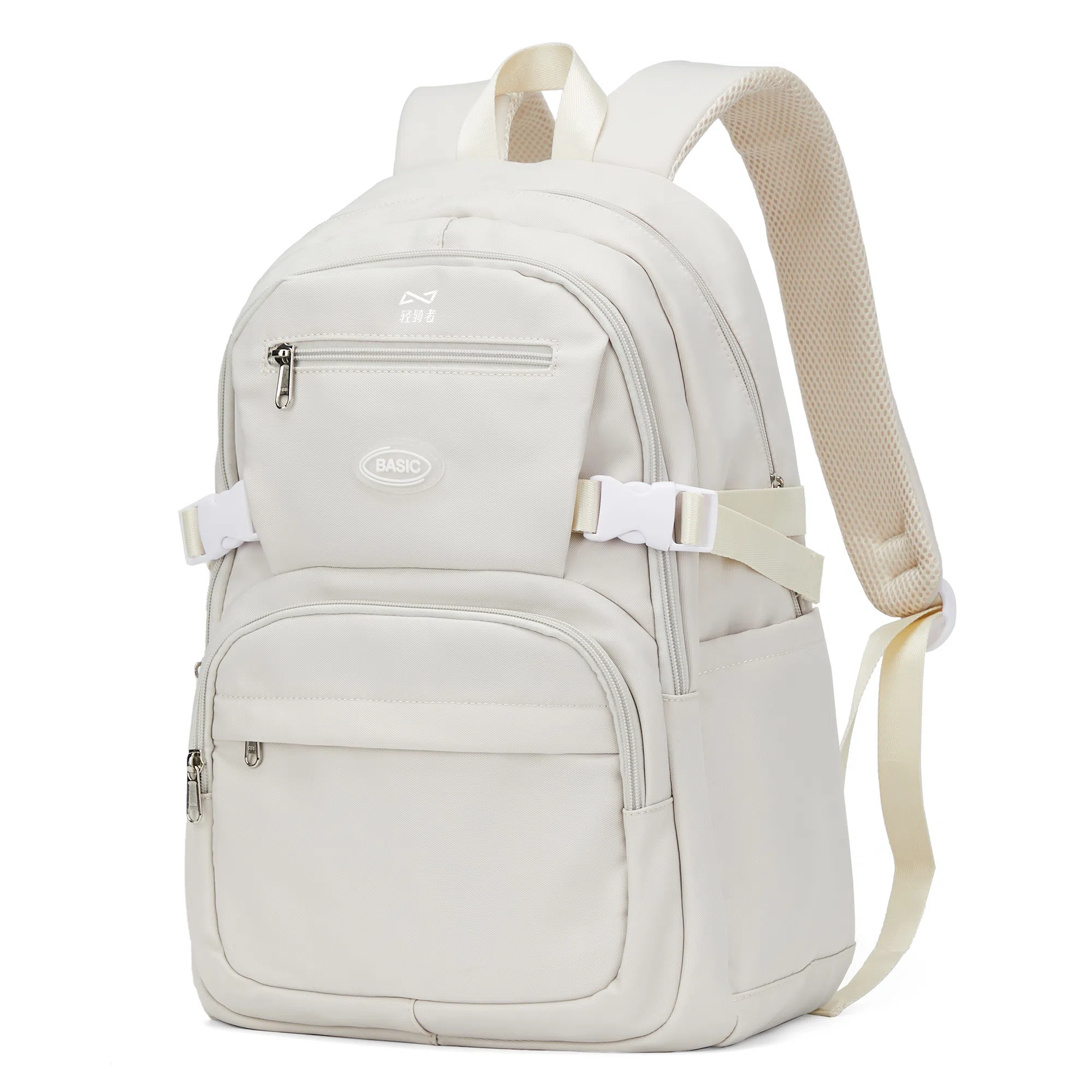 轻骑者 休闲学院风百搭大容量双肩包潮流运动初高中大学生书包电脑背包旅行包 织物 男女同款情侣款  黑色/米白/蓝色/紫色