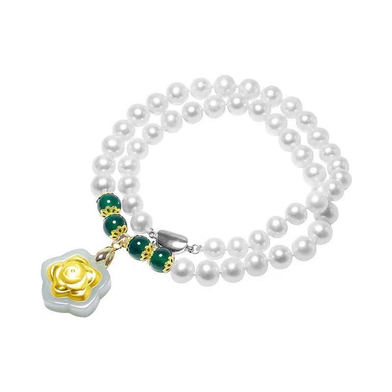 贝诗珠宝 金镶玉福袋福气满满大气新中式国潮锁骨链 淡水珍珠 珍珠项链 女款