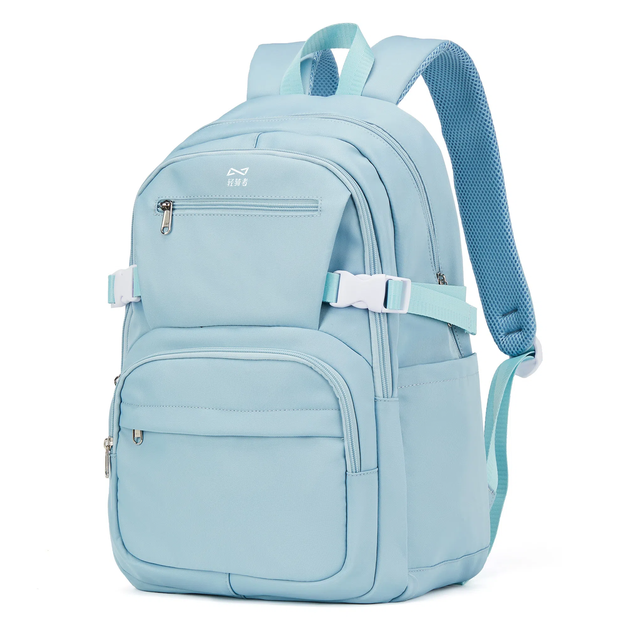 轻骑者 休闲学院风百搭大容量双肩包潮流运动初高中大学生书包电脑背包旅行包 织物 男女同款情侣款  黑色/米白/蓝色/紫色