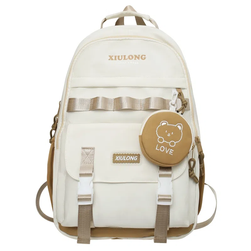 行途双肩包女款韩版百搭大容量初高中大学生书包休闲简约旅行背包尼龙多色