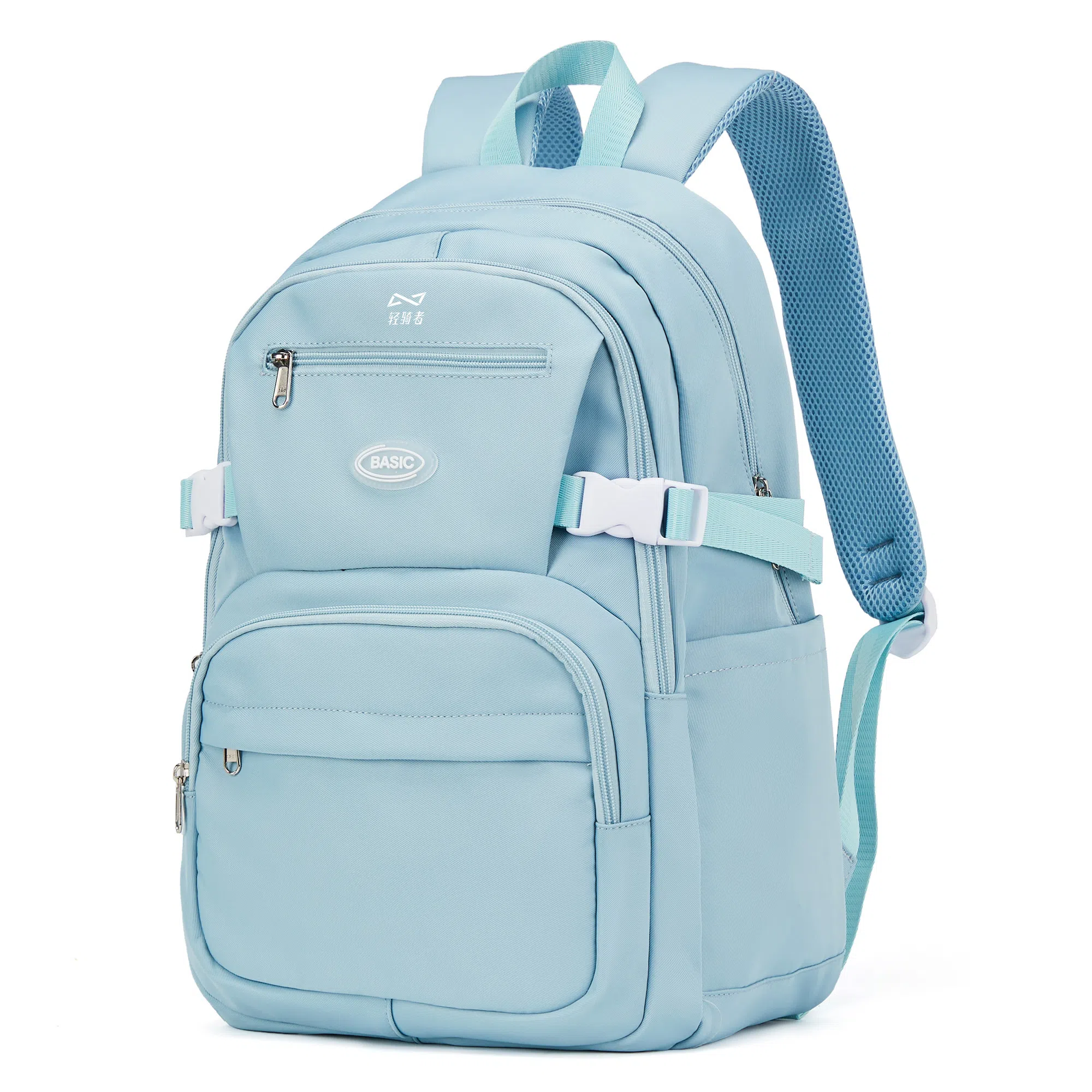 轻骑者 休闲学院风百搭大容量双肩包潮流运动初高中大学生书包电脑背包旅行包 织物 男女同款情侣款  黑色/米白/蓝色/紫色