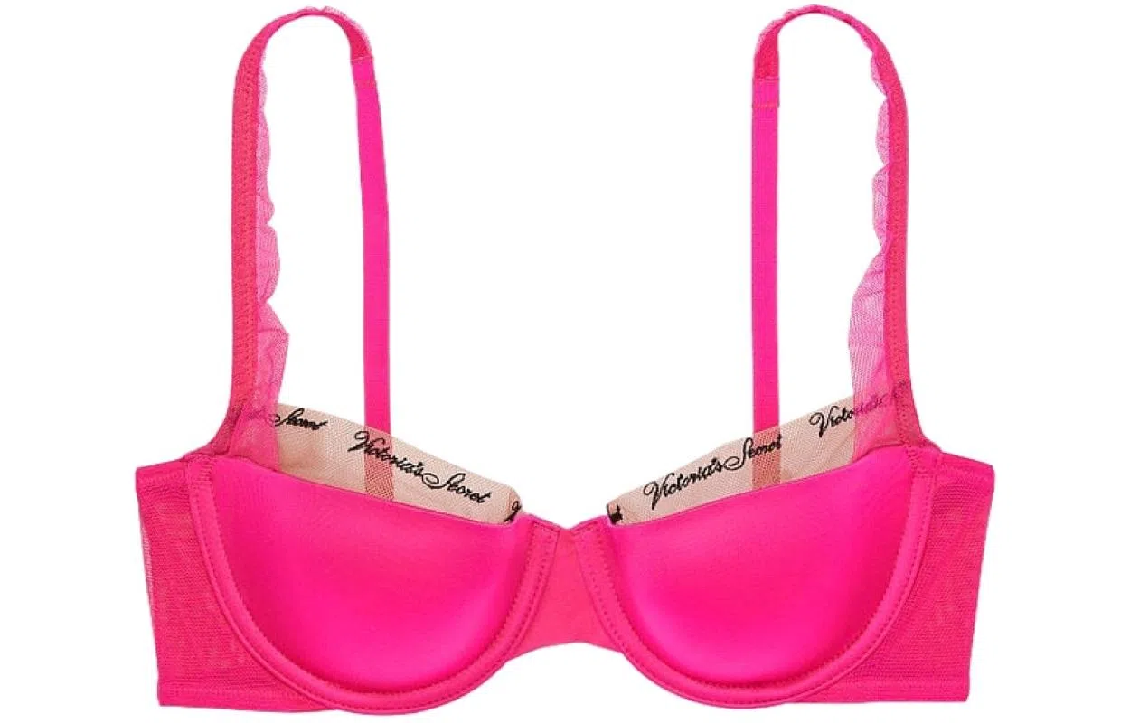 Victoria's Secret V-Shaped Mesh Bra Barbie Pink