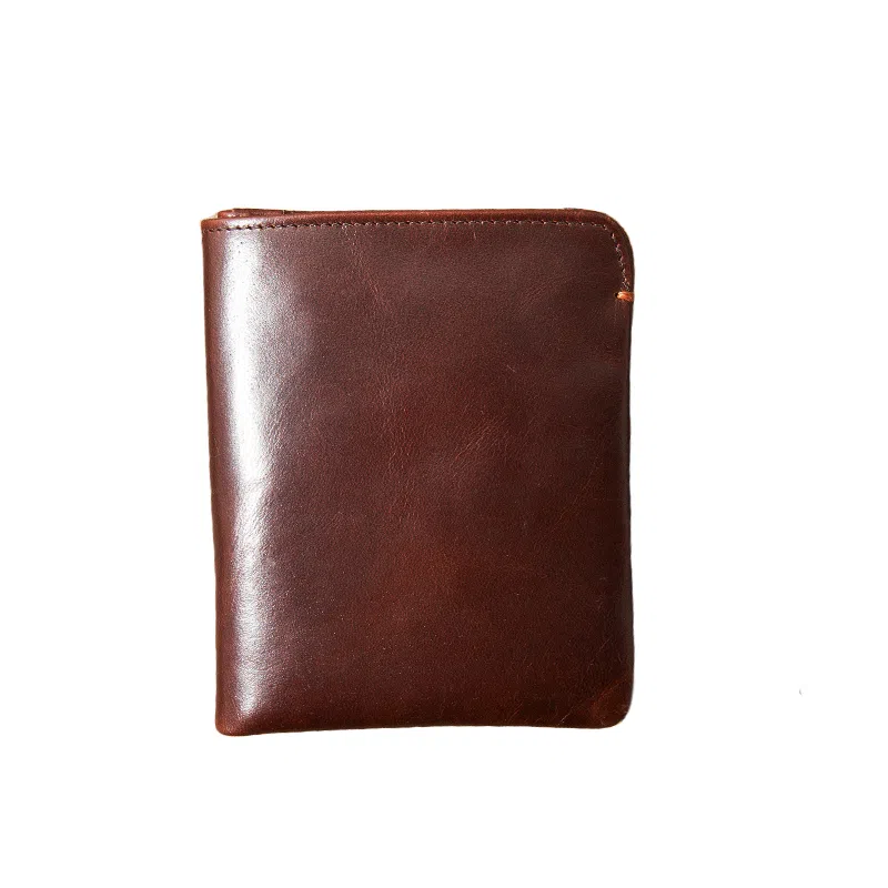 后步 小众不撞款设计简约轻薄百搭休闲通勤日常收纳 头层牛皮 钱包 男女同款情侣款 黑色/咖啡色