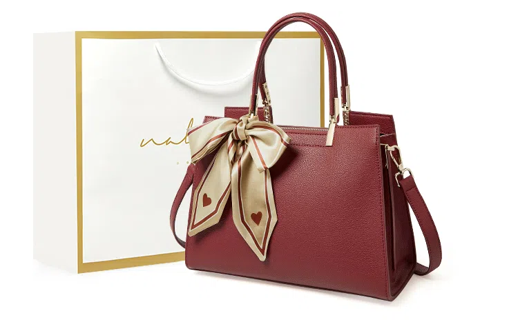 纳兰杜 手提包女百搭大容量通勤包包实用小众休闲品牌真皮女包 牛皮合成革 妈妈包手拎包单肩包斜挎包 大号 女款 蓝色/红色