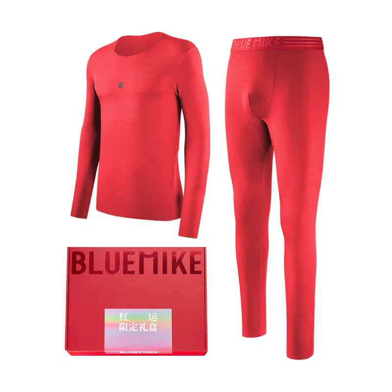 蓝内 任意裁 纯色修身暖融保暖套装 男款 好运红