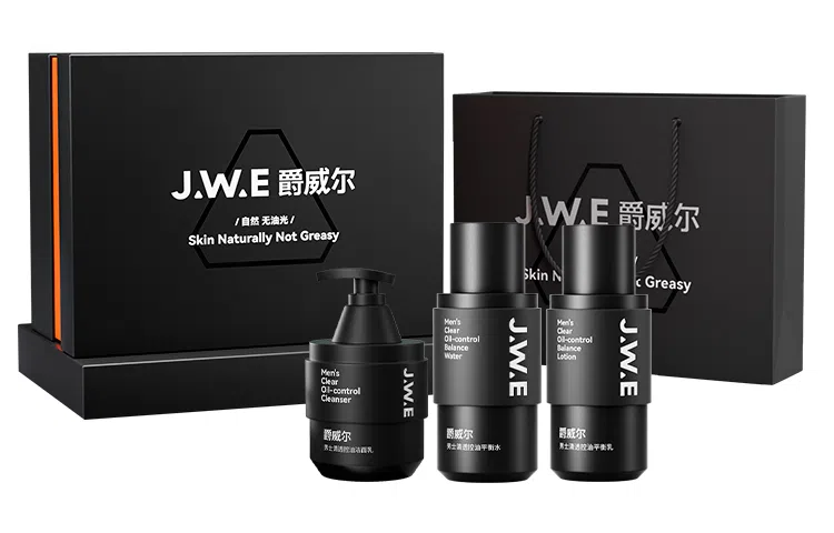 爵威尔 男士平衡水乳洁面玩酷护肤礼盒 控油祛痘补水保湿温和清洁细腻毛孔持久留香 控油水乳+祛痘洗面奶+香水素颜霜/面霜