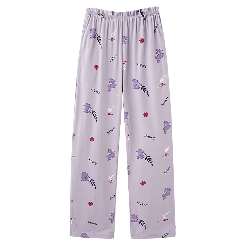 欧迪芬 可爱动物印花图案舒适透气中腰睡裤 女款 紫色