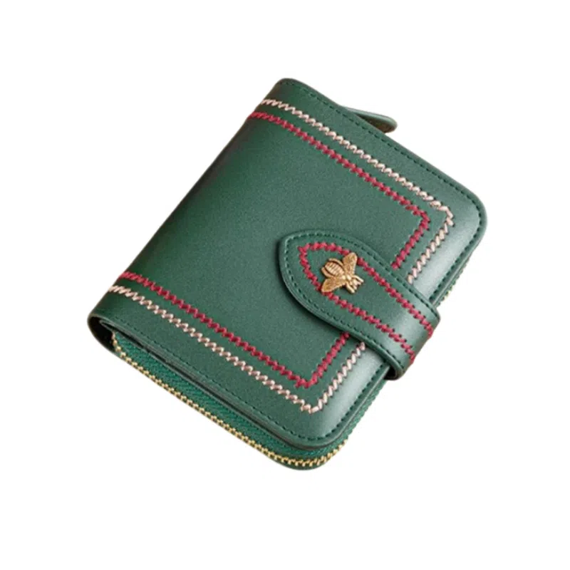 班亚奴 时尚短款精致时尚零多功能实用防盗刷 牛皮 钱包卡包 常规 女款 酒红色/黑色/绿色