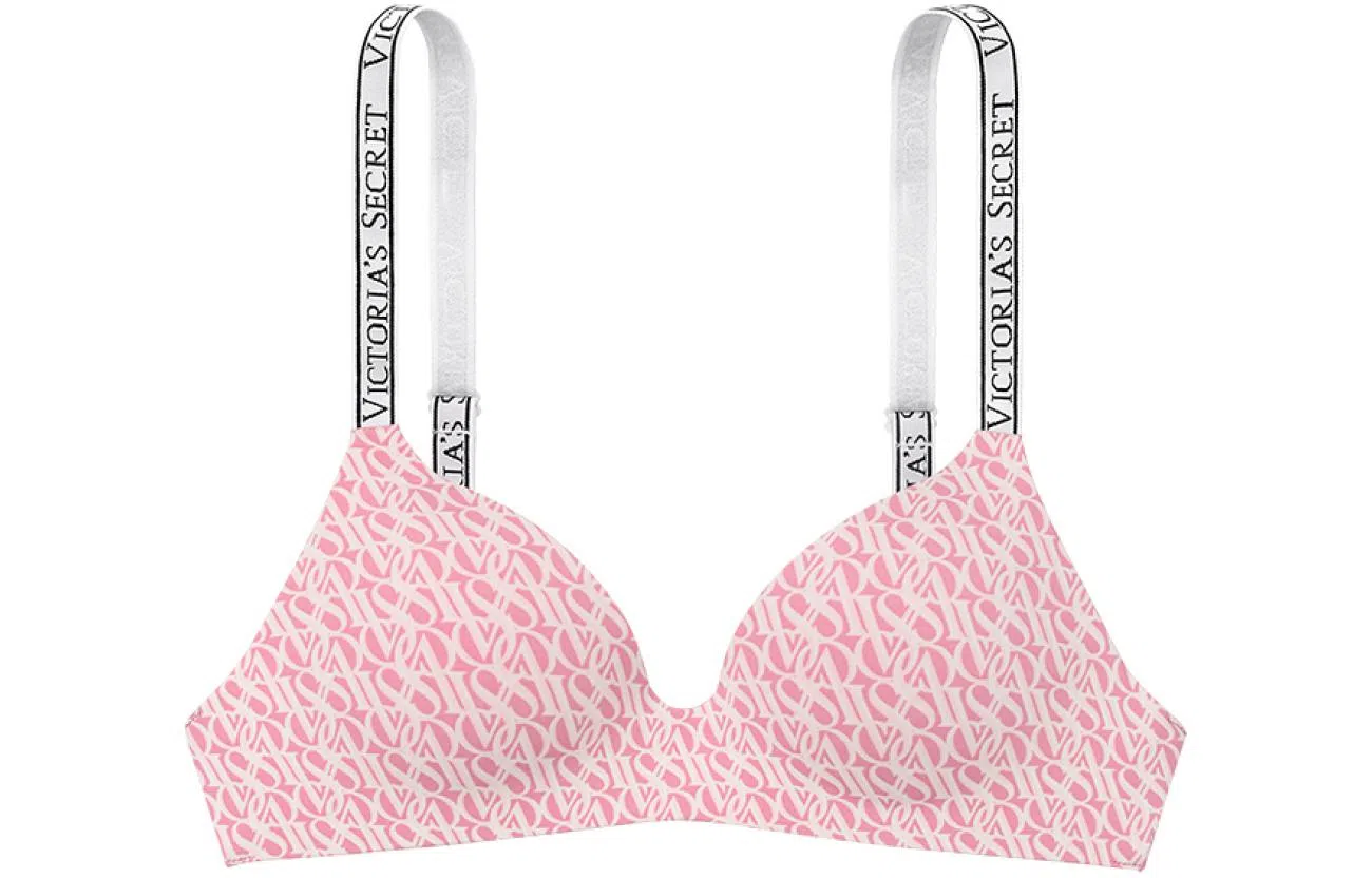 Victoria's Secret Logo Strap V-Neck Bra Pink