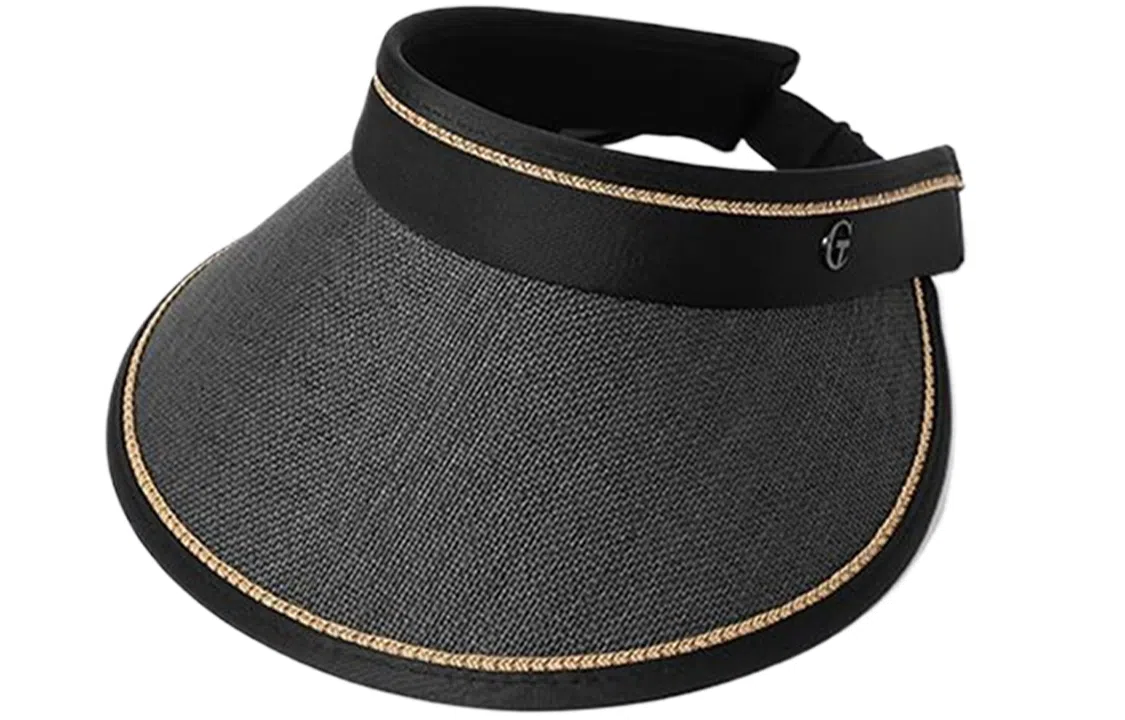 优幽兰 时尚百搭小众设计感大脸显小大头围 通勤韩版潮流休闲黑胶户外大帽檐骑车防紫外线 草编 防晒帽 女款