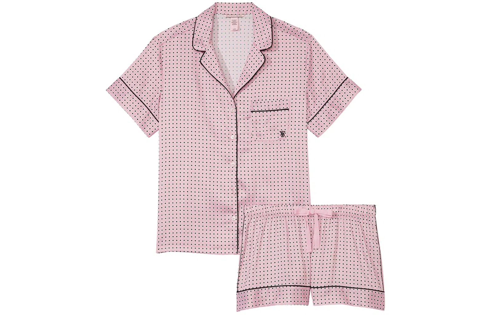 Victoria's Secret Satin Short Pajama Set Pink Polka Dot
