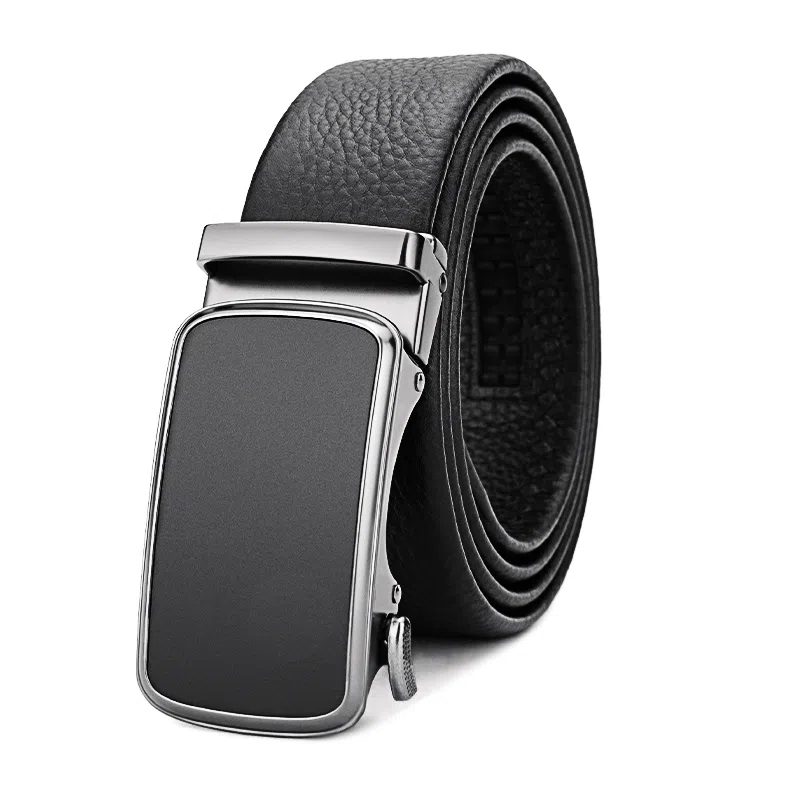 牛当家 商务 真皮自动扣头层牛皮黑色 皮带 男款