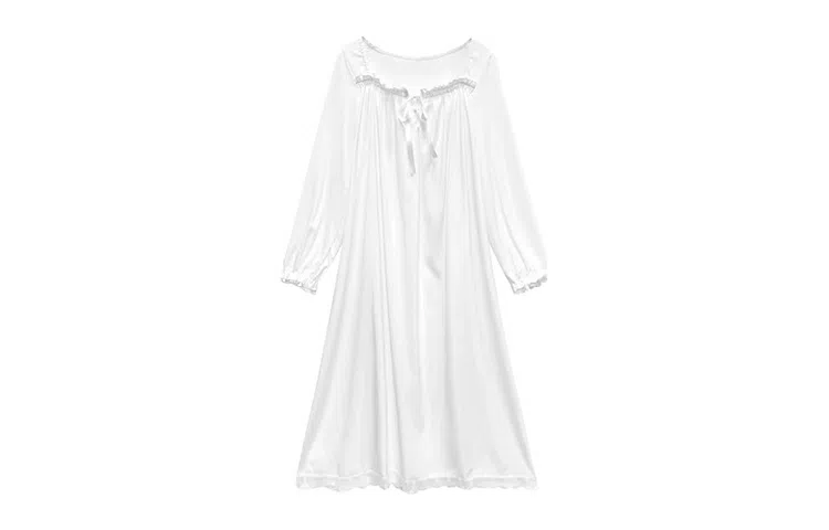 橡柠派 法式简约宫廷风蕾丝花边可爱韩版睡裙 女款 象牙白