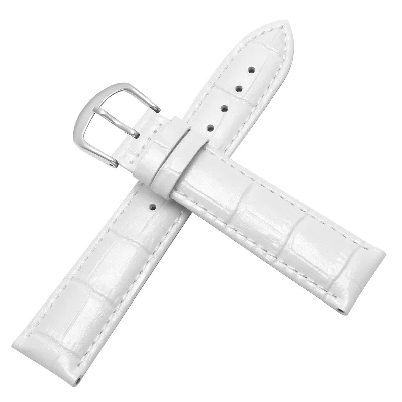 万晨 手表表带 亮光表带真皮针扣适用格雅卡梭飞亚达铁达时美度亮漆皮表带链 头层牛皮白色 紫色 红色 黑色 手表改装通用款