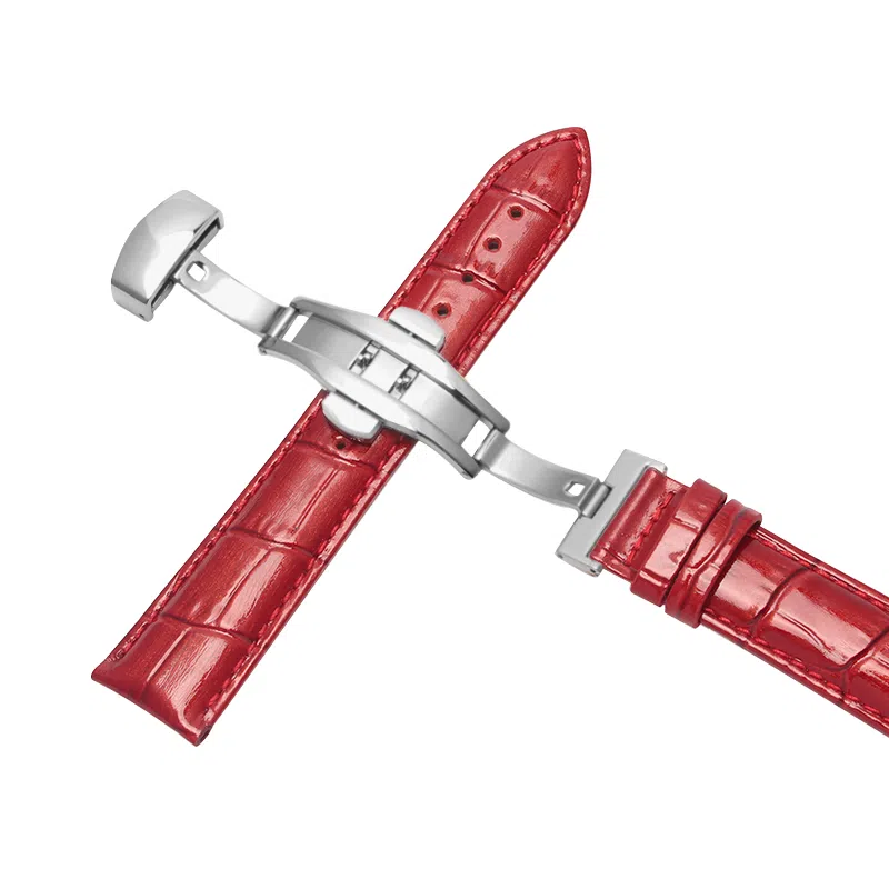 万晨 头层小牛皮表带亮面真皮女款漆面牛皮防水 适配飞亚达 欧利时 铁达时 美度男女同款真牛皮表带手表改装蝴蝶扣 手表表带