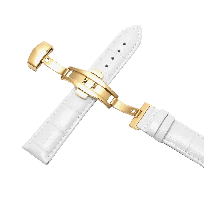 万晨 头层小牛皮表带亮面真皮女款漆面牛皮防水 适配飞亚达 欧利时 铁达时 美度男女同款真牛皮表带手表改装蝴蝶扣 手表表带