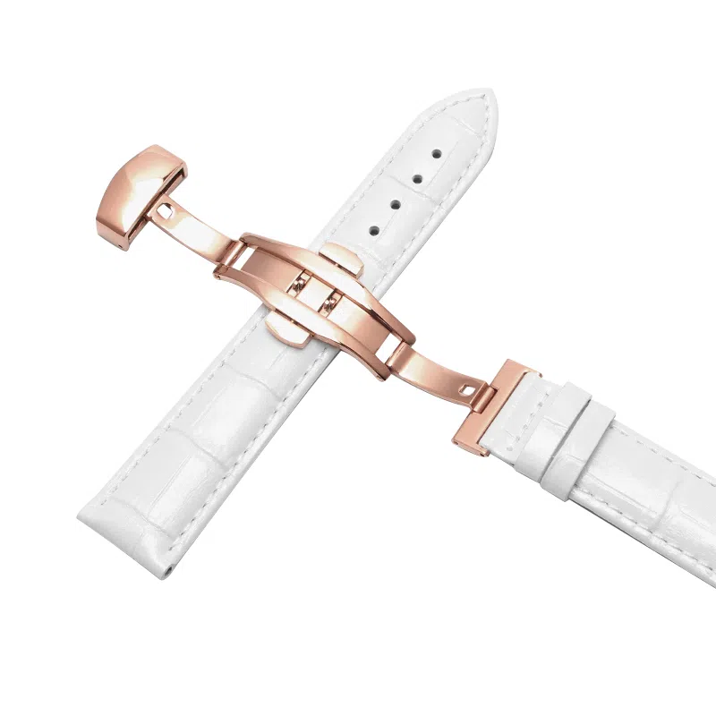 万晨 头层小牛皮表带亮面真皮女款漆面牛皮防水 适配飞亚达 欧利时 铁达时 美度男女同款真牛皮表带手表改装蝴蝶扣 手表表带