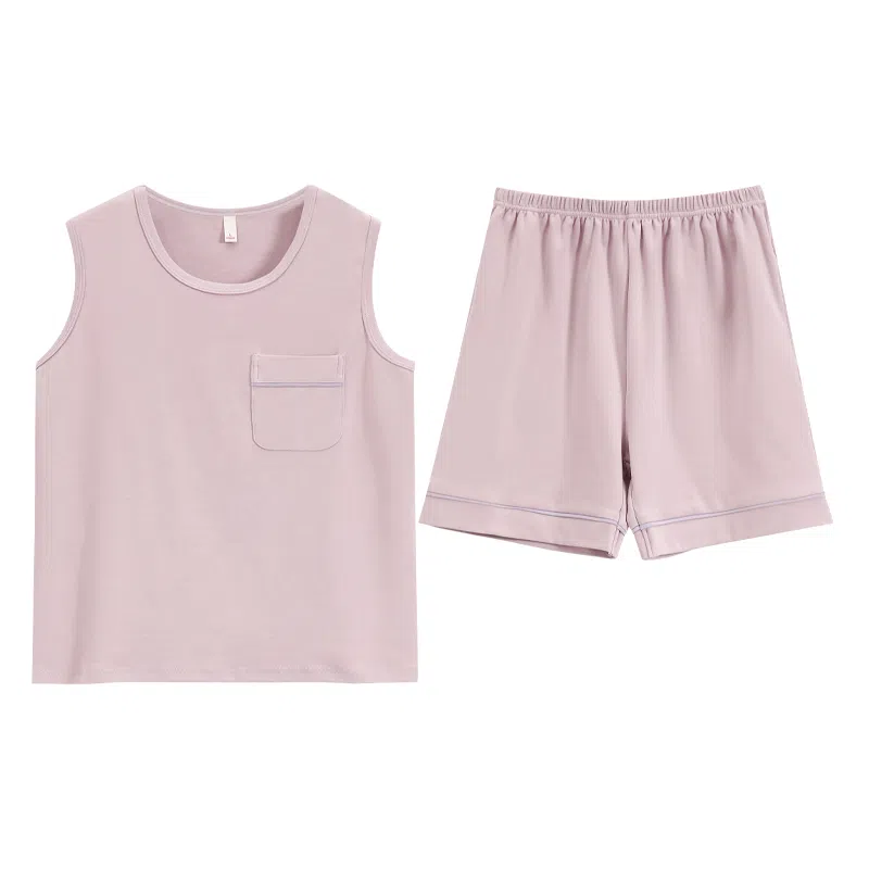 花季的故事 休闲时尚舒适百搭无袖背心简约短裤睡衣套装 女款 浅紫色