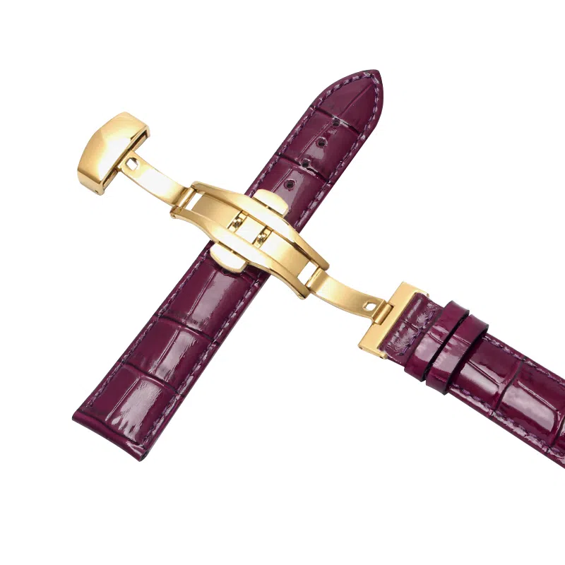 万晨 头层小牛皮表带亮面真皮女款漆面牛皮防水 适配飞亚达 欧利时 铁达时 美度男女同款真牛皮表带手表改装蝴蝶扣 手表表带