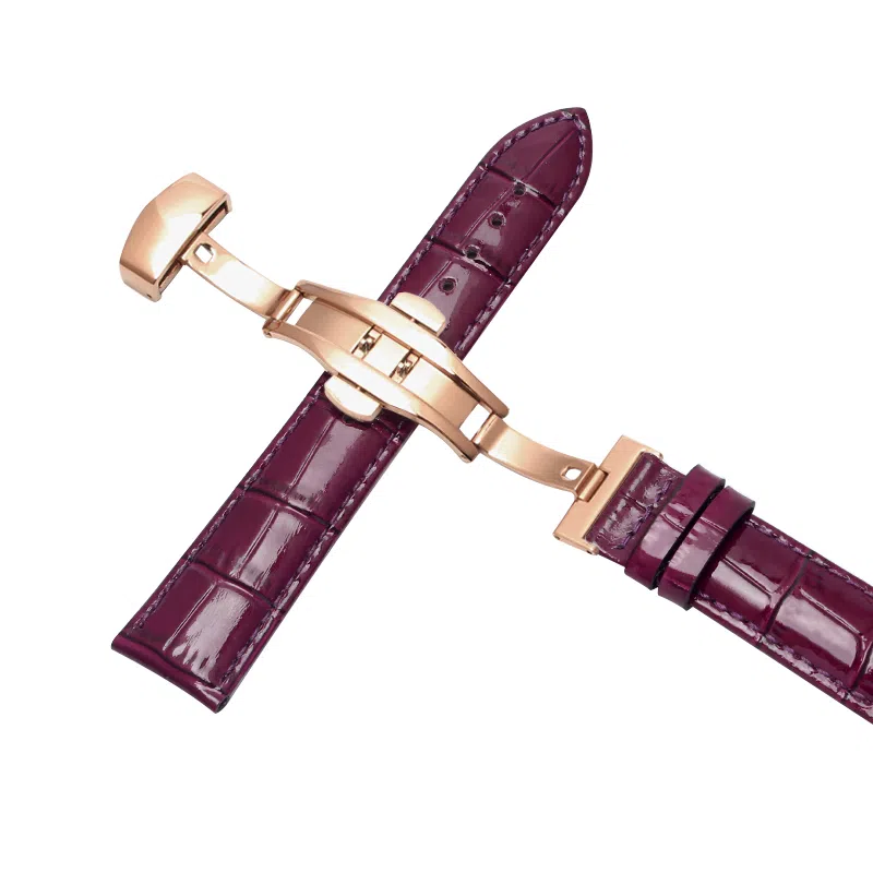 万晨 头层小牛皮表带亮面真皮女款漆面牛皮防水 适配飞亚达 欧利时 铁达时 美度男女同款真牛皮表带手表改装蝴蝶扣 手表表带