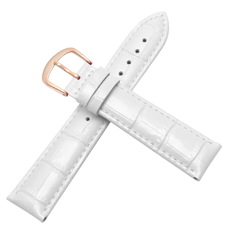 万晨 手表表带 亮光表带真皮针扣适用格雅卡梭飞亚达铁达时美度亮漆皮表带链 头层牛皮白色 紫色 红色 黑色 手表改装通用款