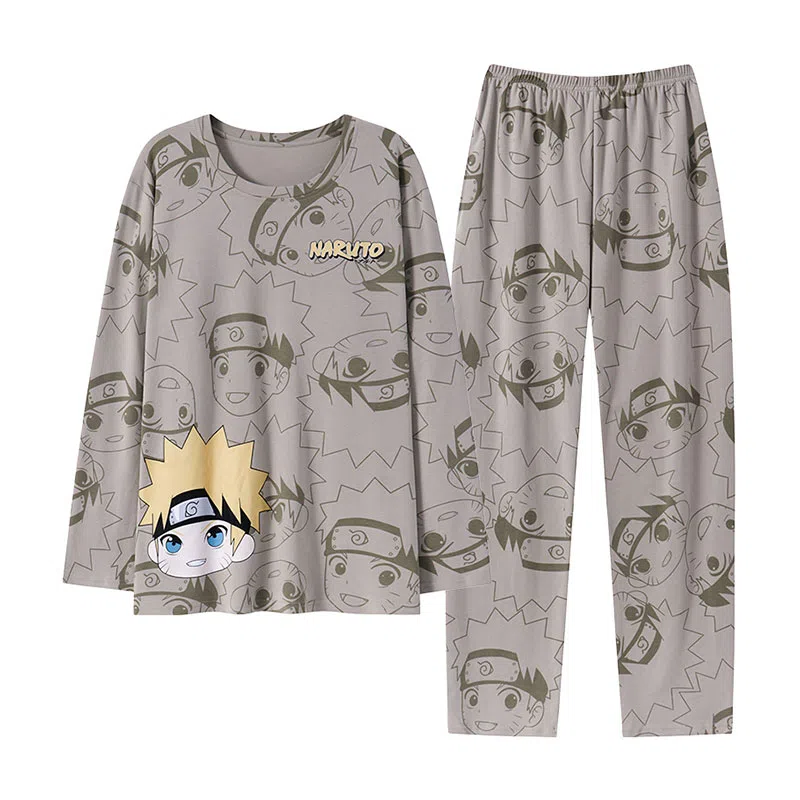 贴身领域 圆领简约上衣松紧腰卡通长裤睡衣套装 男款