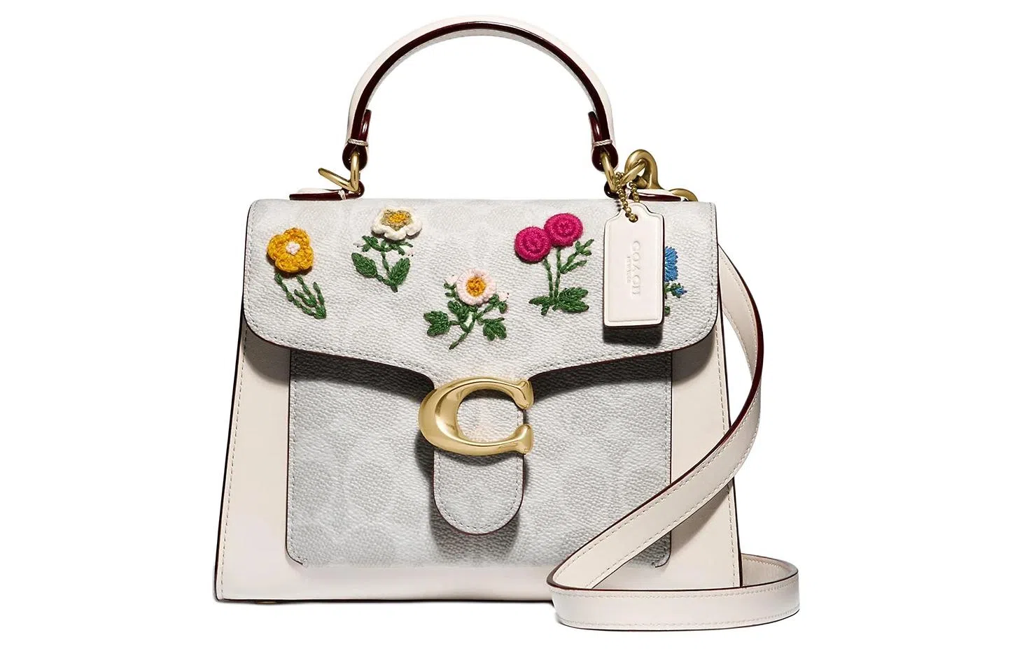 COACH Tabby 20 Small White Floral Embroidery
