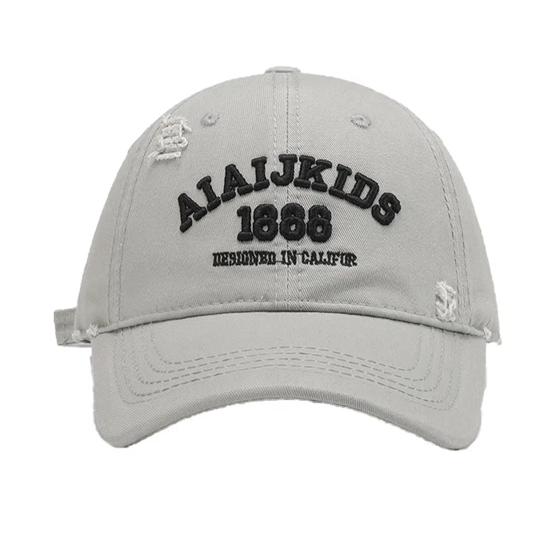 山一丸 字母立体刺绣破洞户外 大头围 棉 鸭舌帽 男女同款情侣款