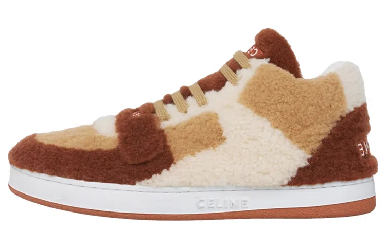 CELINE Mid-Top Sneakers Red Brown