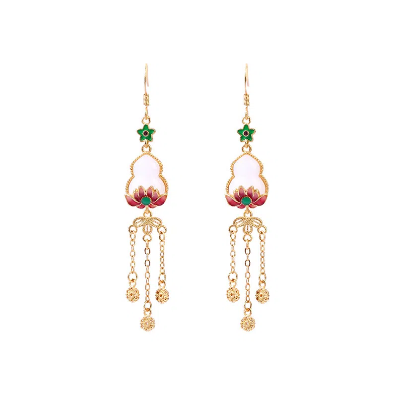 彤彤兔 中国风好运莲莲葫芦古风流苏 铜 耳环 女款