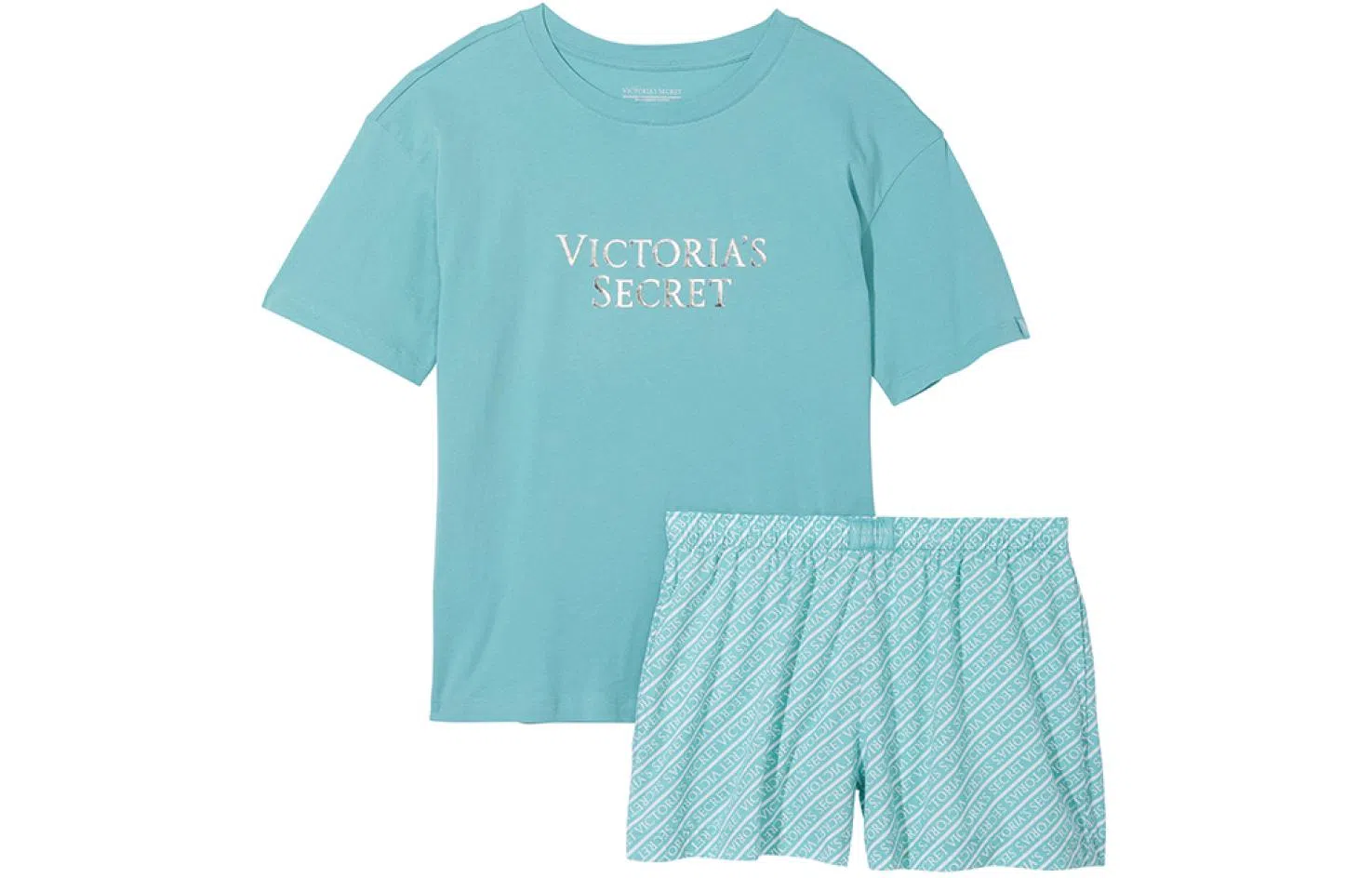 Victoria's Secret Cotton Short Tee-Jama SetFountain Blue