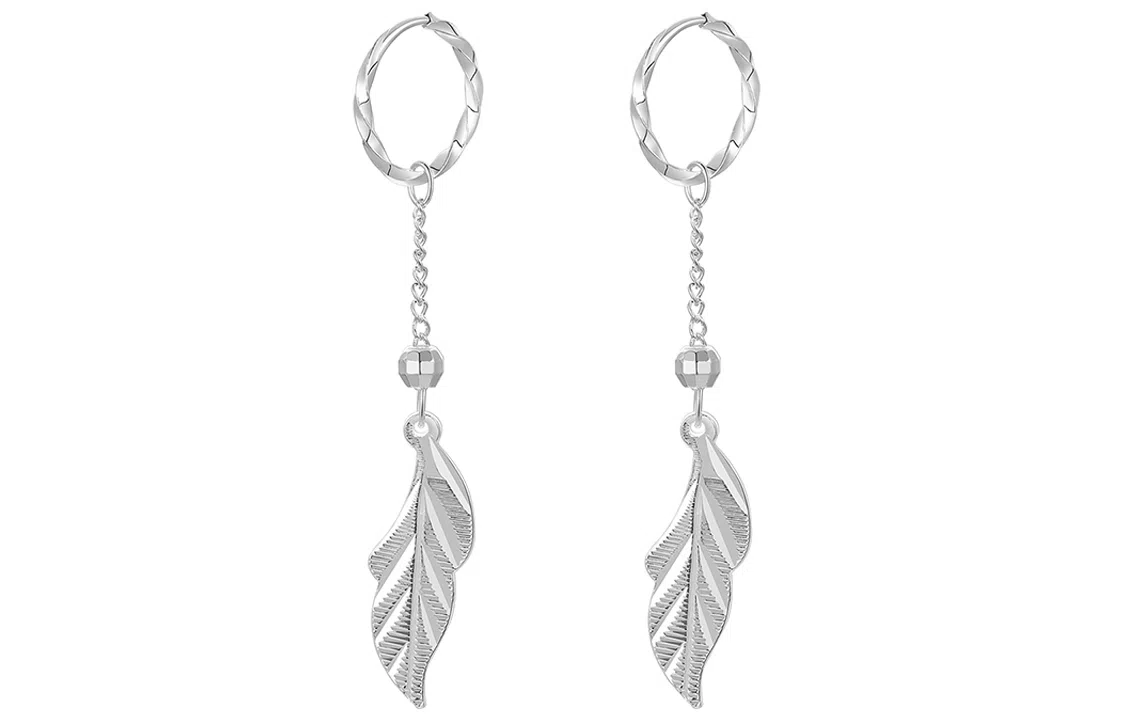 恋朵 足银 枫叶耳环 时尚耳坠耳饰 女款 银色