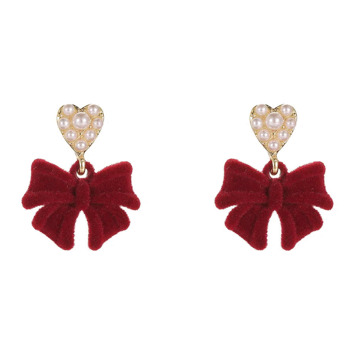 韵系 蝴蝶结爱心 丝绒 耳环 女款