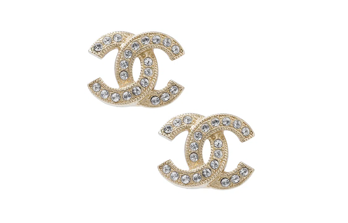 CHANEL Logo Small Gold Earrings
