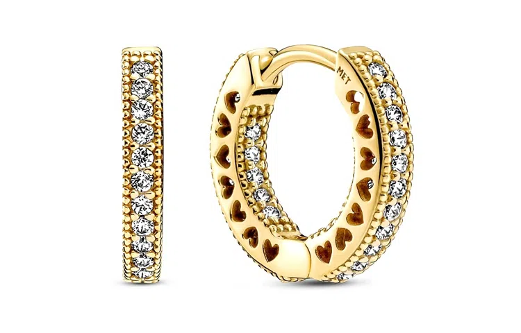 Pandora Pavé Heart Earrings Gold